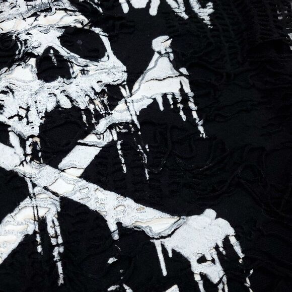 READ Dolls Kill Widow Toxic For Life Shredded Top Shirt Black Size Large - Picture 6 of 10